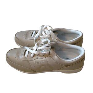 Propet Women's Size 8.5 Beige Shock Absorber Walking Shoes Lace Up W3840 Leather
